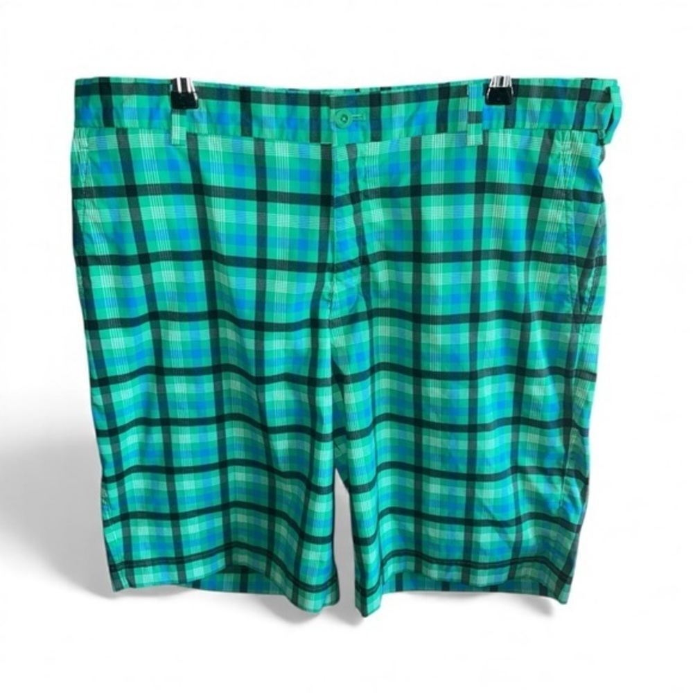 Nike Men’s Green & Blue Plaid Golf Athletic Shorts Golf-swag Bottoms Tartan Man
